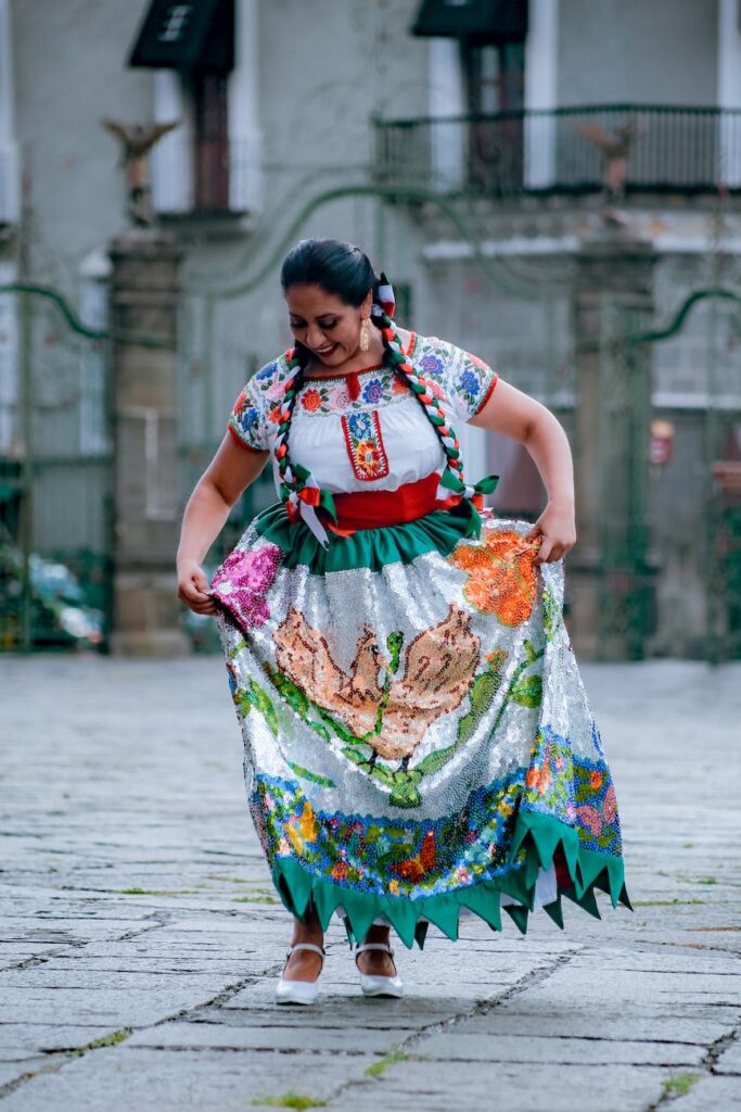 a woman in mexican dress