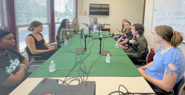 Shippensburg University students participate in a Climate Solutions listening session on campus Sept. 21.